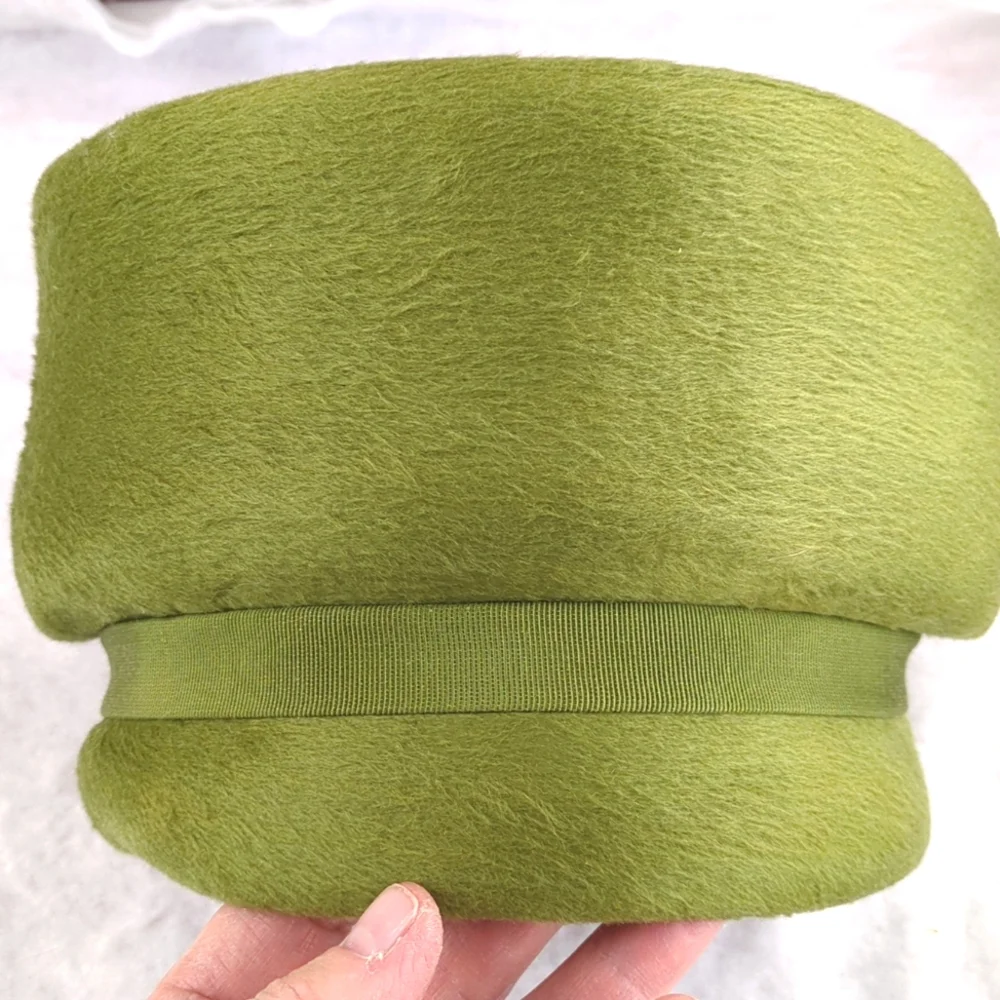 Vintage Green Women's Pillbox-Style Wool Hat - Picture 11 of 14